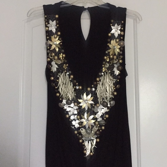 Stunning black low cut shirt with charms - Picture 7 of 7